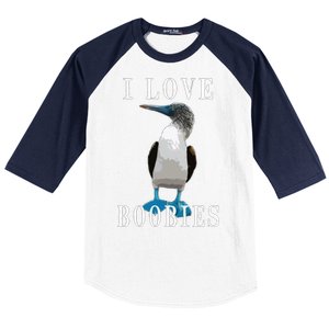 I Love Boobies Blue Footed Boobie Bird Baseball Sleeve Shirt