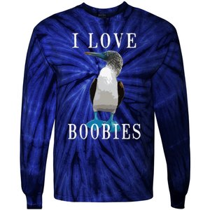 I Love Boobies Blue Footed Boobie Bird Tie-Dye Long Sleeve Shirt