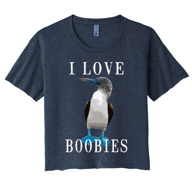 I Love Boobies Blue Footed Boobie Bird Crop Top