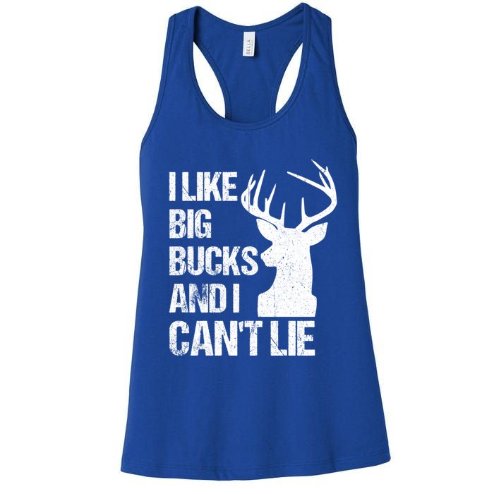 I Like Big Bucks And I Cannot Lie Funny Deer Hunting Father Gift Women's Racerback Tank