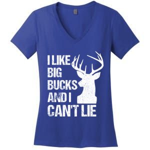 I Like Big Bucks And I Cannot Lie Funny Deer Hunting Father Gift Women's V-Neck T-Shirt