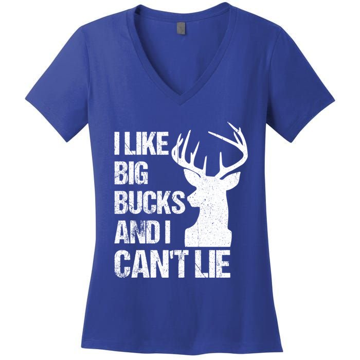 I Like Big Bucks And I Cannot Lie Funny Deer Hunting Father Gift Women's V-Neck T-Shirt