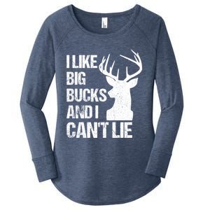 I Like Big Bucks And I Cannot Lie Funny Deer Hunting Father Gift Women's Perfect Tri Tunic Long Sleeve Shirt