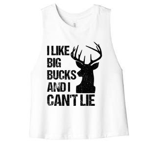 I Like Big Bucks And I Cannot Lie Funny Deer Hunting Father Gift Women's Racerback Cropped Tank