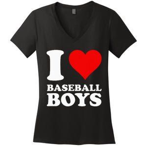 I Love Baseball Women's V-Neck T-Shirt