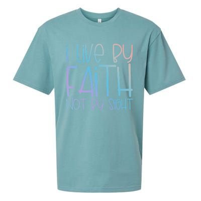 I Live By Faith Not By Sight Thankful Grateful Christians Gift Sueded Cloud Jersey T-Shirt