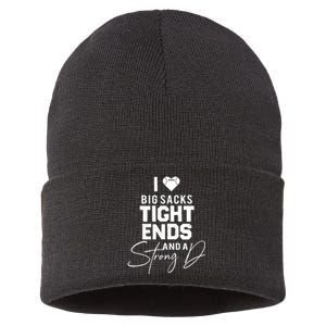 I Love Big Sacks Tight Ends And A Strong D Funny Football Sustainable Knit Beanie