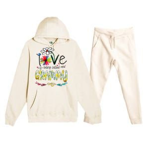 I Love Being Called Grammy Sunflower Mothers Day Gift Premium Hooded Sweatsuit Set