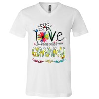 I Love Being Called Grammy Sunflower Mothers Day Gift V-Neck T-Shirt