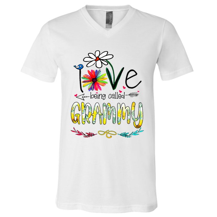 I Love Being Called Grammy Sunflower Mothers Day Gift V-Neck T-Shirt