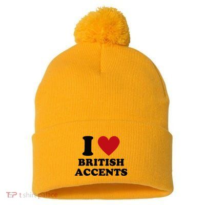 I Love British Accents I Heart British Accents Pom Pom 12in Knit Beanie