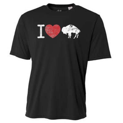 I Love Buffalo Vintage Buffalo With Bison Cooling Performance Crew T-Shirt