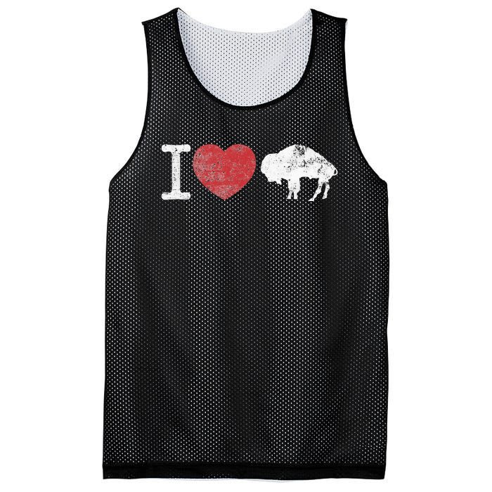 I Love Buffalo Vintage Buffalo With Bison Mesh Reversible Basketball Jersey Tank