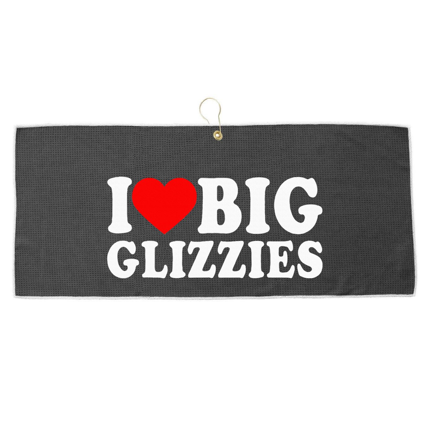 I Love Big Glizzies I Heart Hot Dog Lover Glizzy Gobbler Large Microfiber Waffle Golf Towel