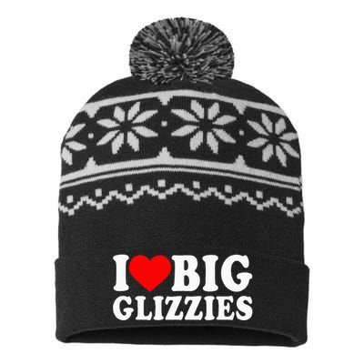 I Love Big Glizzies I Heart Hot Dog Lover Glizzy Gobbler USA-Made Snowflake Beanie