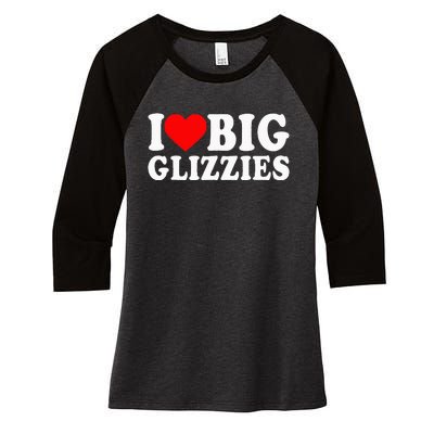 I Love Big Glizzies I Heart Hot Dog Lover Glizzy Gobbler Women's Tri-Blend 3/4-Sleeve Raglan Shirt