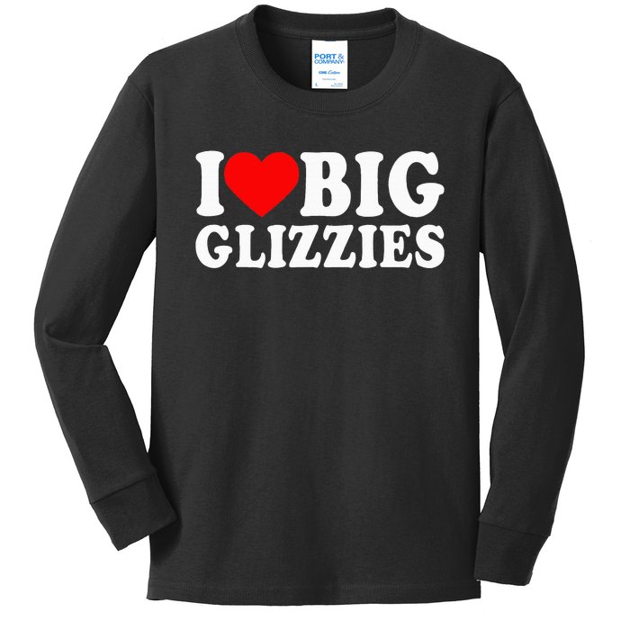 I Love Big Glizzies I Heart Hot Dog Lover Glizzy Gobbler Kids Long Sleeve Shirt