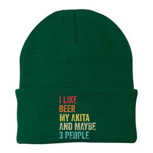 I Like Beer My Akita & Maybe 3 People Dog Owner Knit Cap Winter Beanie