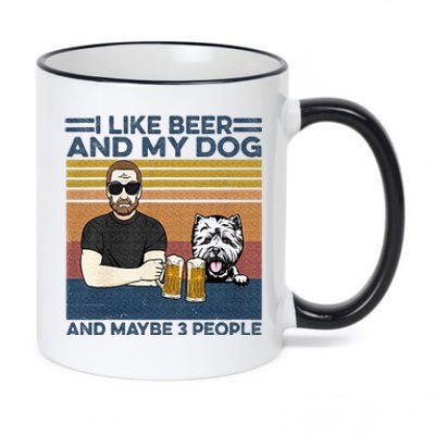 I Like Beer My Dog And Maybe 3 People Funny Dog Lovers Gift 11oz Black Color Changing Mug