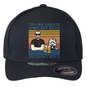 I Like Beer My Dog And Maybe 3 People Funny Dog Lovers Gift Flexfit Unipanel Trucker Cap