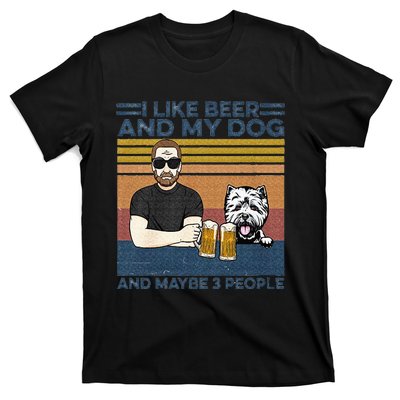 I Like Beer My Dog And Maybe 3 People Funny Dog Lovers Gift T-Shirt