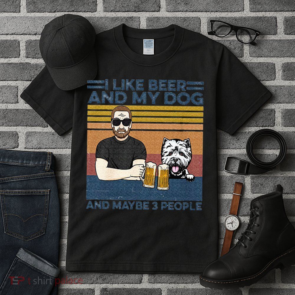 I Like Beer My Dog And Maybe 3 People Funny Dog Lovers Gift Tall T-Shirt
