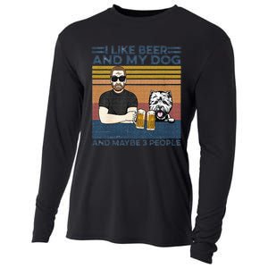 I Like Beer My Dog And Maybe 3 People Funny Dog Lovers Gift Cooling Performance Long Sleeve Crew