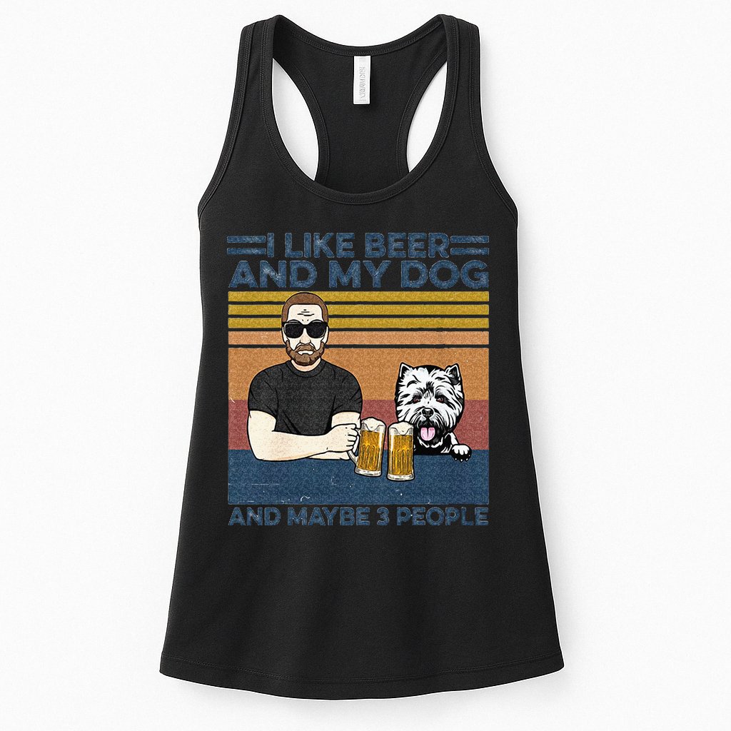 I Like Beer My Dog And Maybe 3 People Funny Dog Lovers Gift Womens Tank Top