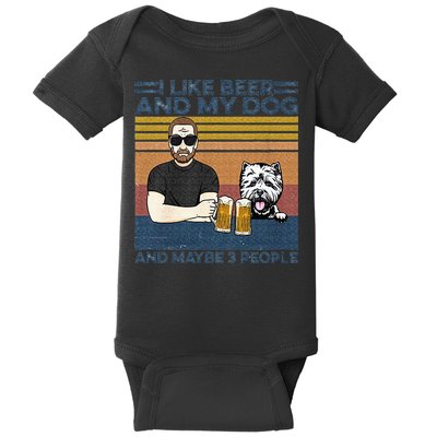 I Like Beer My Dog And Maybe 3 People Funny Dog Lovers Gift Baby Bodysuit