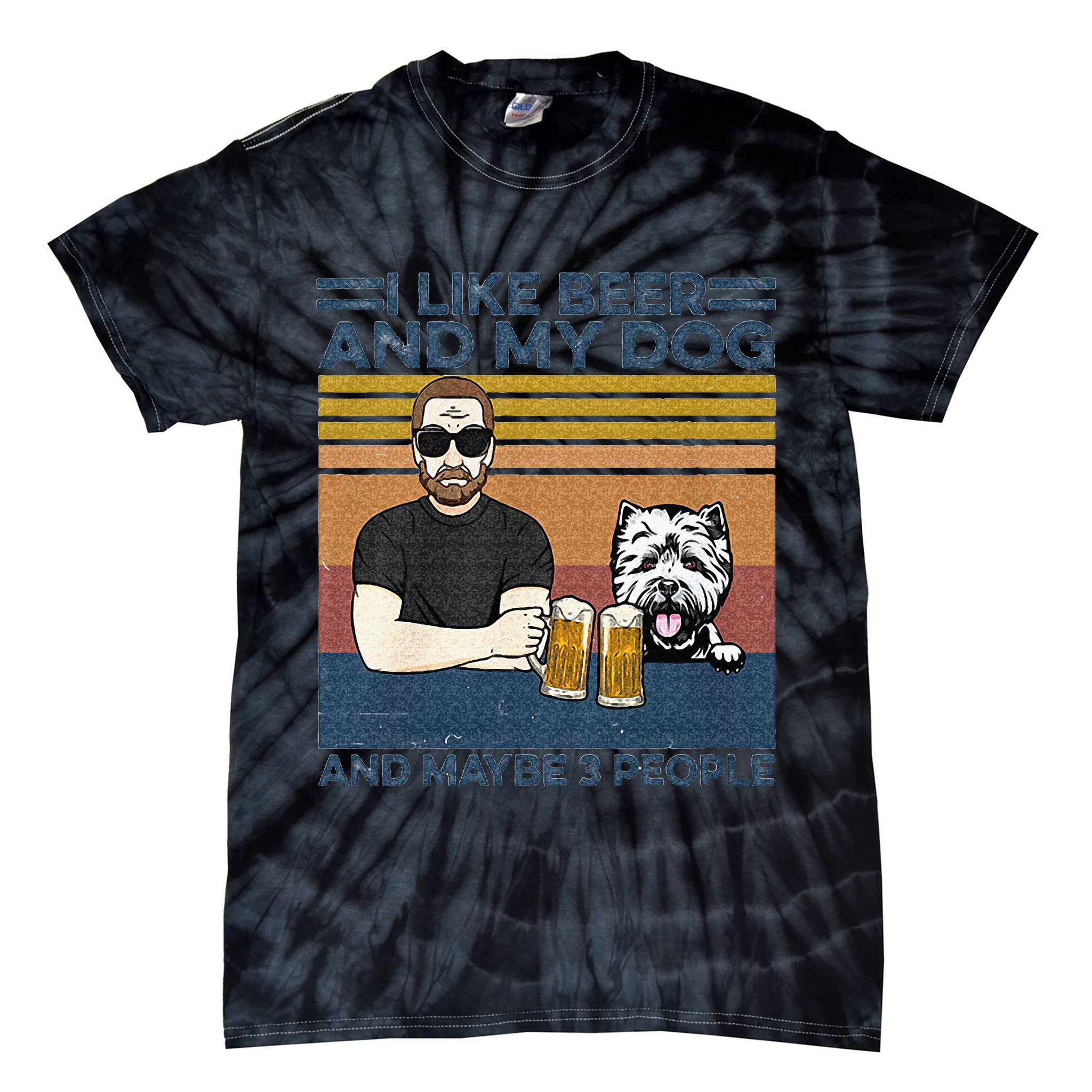 I Like Beer My Dog And Maybe 3 People Funny Dog Lovers Gift Tie-Dye T-Shirt