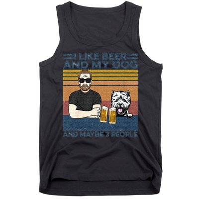 I Like Beer My Dog And Maybe 3 People Funny Dog Lovers Gift Tank Top
