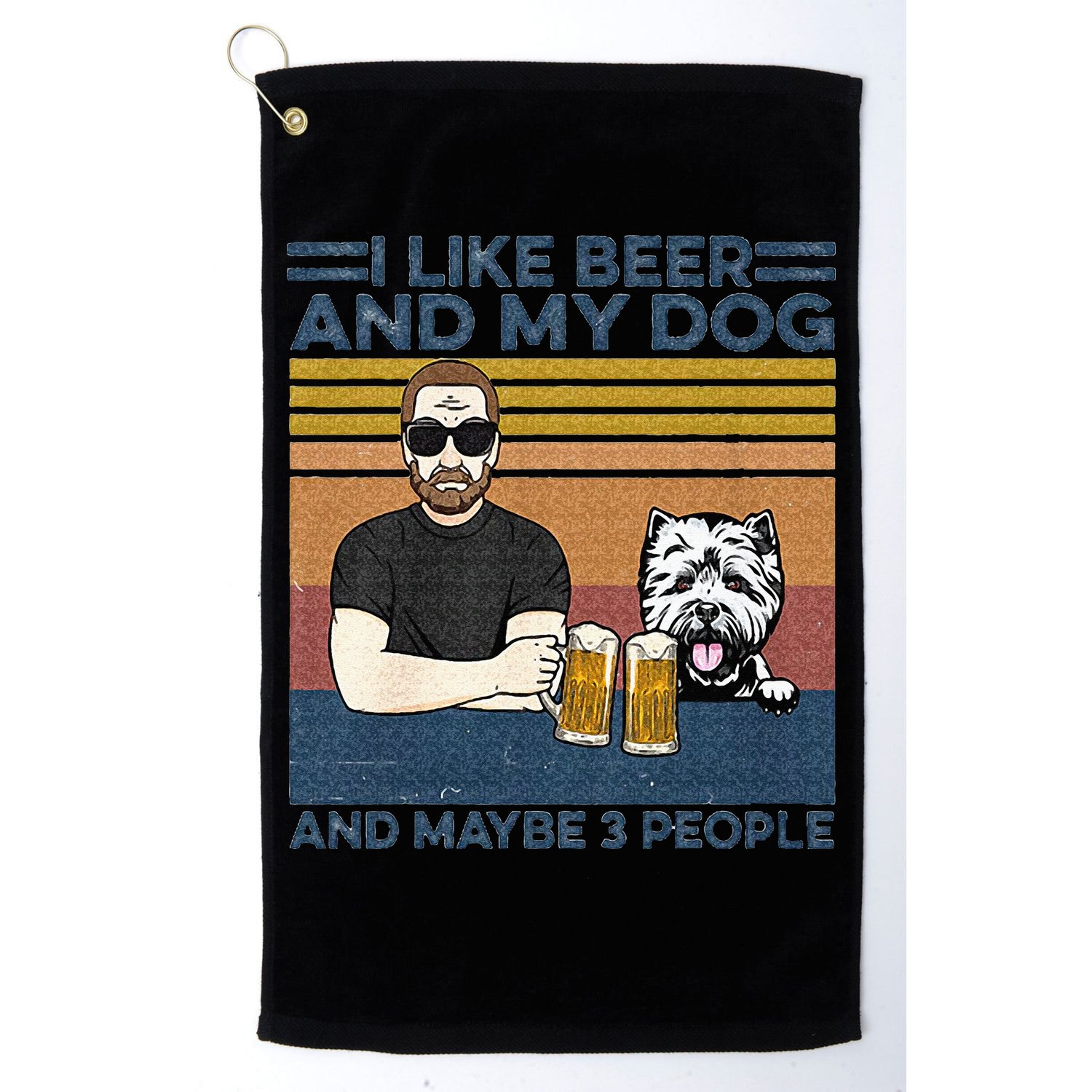 I Like Beer My Dog And Maybe 3 People Funny Dog Lovers Gift Golf Towel