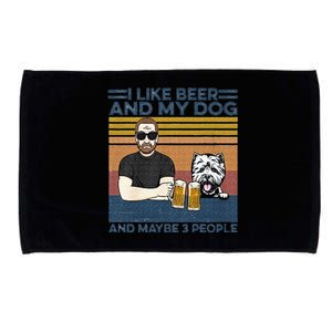 I Like Beer My Dog And Maybe 3 People Funny Dog Lovers Gift Microfiber Hand Towel