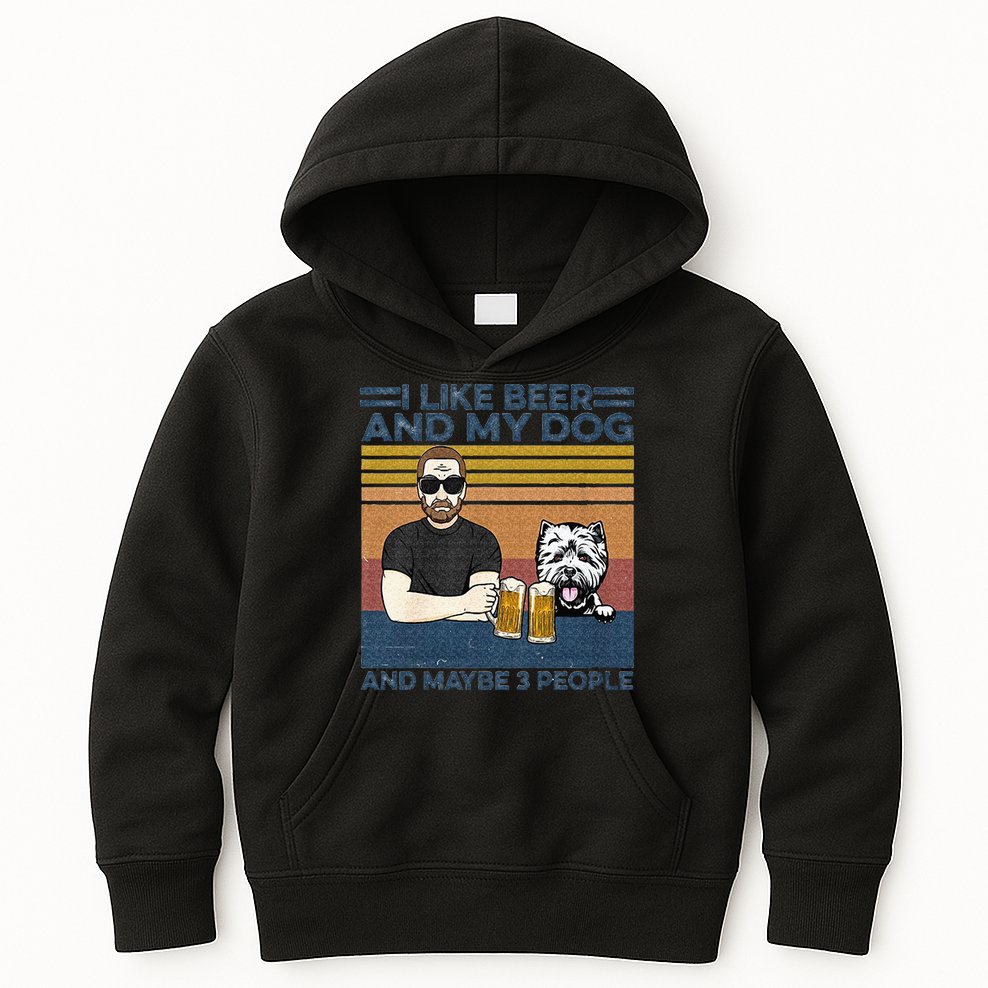 I Like Beer My Dog And Maybe 3 People Funny Dog Lovers Gift Kids Hoodie