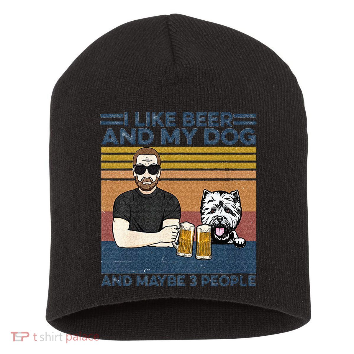 I Like Beer My Dog And Maybe 3 People Funny Dog Lovers Gift Short Acrylic Beanie