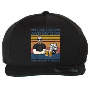 I Like Beer My Dog And Maybe 3 People Funny Dog Lovers Gift Wool Snapback Cap