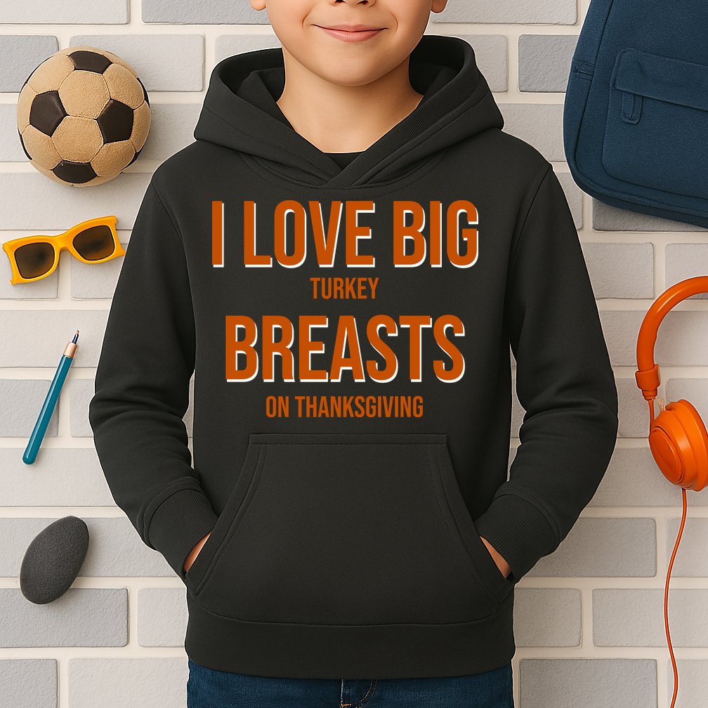 I Love Big Turkey Breasts On Thanksgiving Kids Hoodie