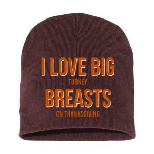 I Love Big Turkey Breasts On Thanksgiving Short Acrylic Beanie