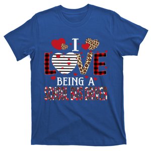 I Love Being A School Bus Driver Red Plaid Hearts Valentines Cute Gift T-Shirt