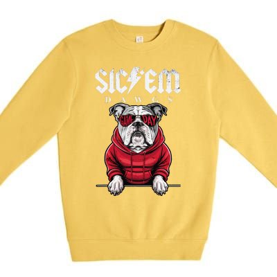 I Love Bulldog Proud Name Vintage Game Day Funny Dog Animal Gift Premium Crewneck Sweatshirt