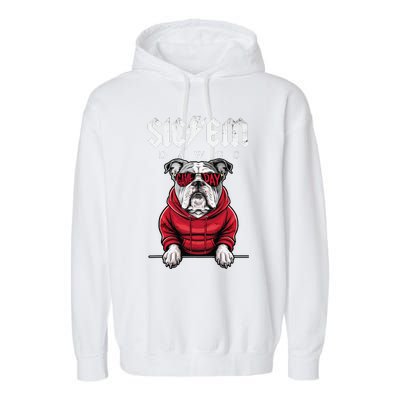 I Love Bulldog Proud Name Vintage Game Day Funny Dog Animal Gift Garment-Dyed Fleece Hoodie