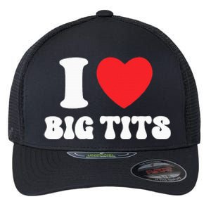 I Love Big Tits Funny Titties Boobs Lesbian Bachelor Party Flexfit Unipanel Trucker Cap