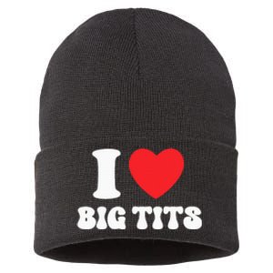 I Love Big Tits Funny Titties Boobs Lesbian Bachelor Party Sustainable Knit Beanie