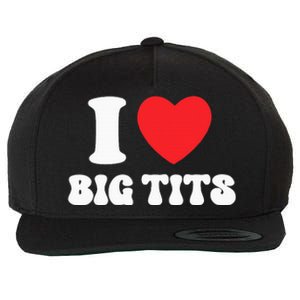 I Love Big Tits Funny Titties Boobs Lesbian Bachelor Party Wool Snapback Cap