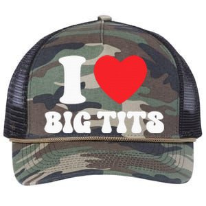 I Love Big Tits Funny Titties Boobs Lesbian Bachelor Party Retro Rope Trucker Hat Cap