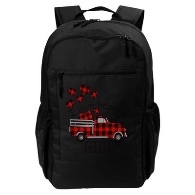 I Love Being Gigi Red Plaid Truck Hearts Valentine's Day Backpack