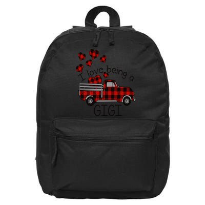 I Love Being Gigi Red Plaid Truck Hearts Valentine's Day 16 in Basic Backpack