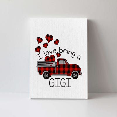 I Love Being Gigi Red Plaid Truck Hearts Valentine's Day Canvas