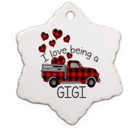 I Love Being Gigi Red Plaid Truck Hearts Valentine's Day Ceramic Star Ornament