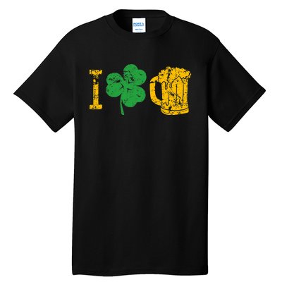 I Love Beer Four Leaf Clover St Patricks Day Tall T-Shirt